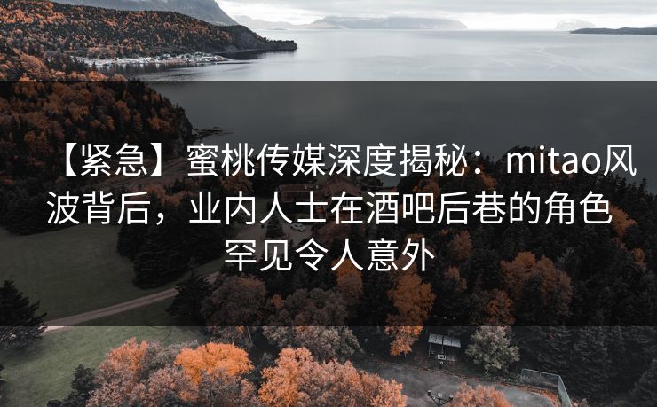 【紧急】蜜桃传媒深度揭秘：mitao风波背后，业内人士在酒吧后巷的角色罕见令人意外