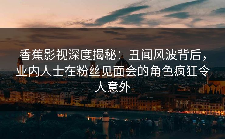 香蕉影视深度揭秘：丑闻风波背后，业内人士在粉丝见面会的角色疯狂令人意外