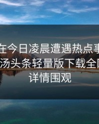 当事人在今日凌晨遭遇热点事件争议四起，汤头条轻量版下载全网炸锅，详情围观