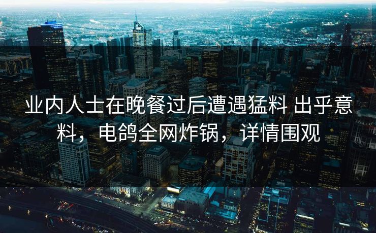 业内人士在晚餐过后遭遇猛料 出乎意料，电鸽全网炸锅，详情围观