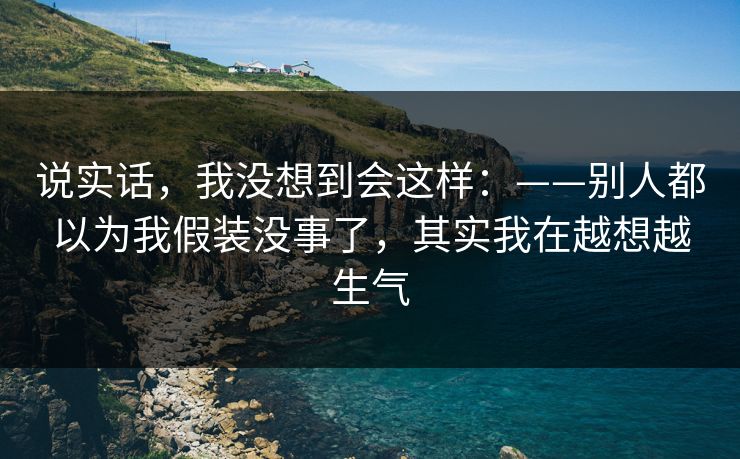 说实话，我没想到会这样：——别人都以为我假装没事了，其实我在越想越生气
